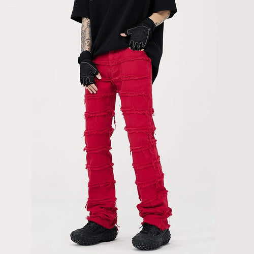 Red stacked jeans-Stacked Jeans